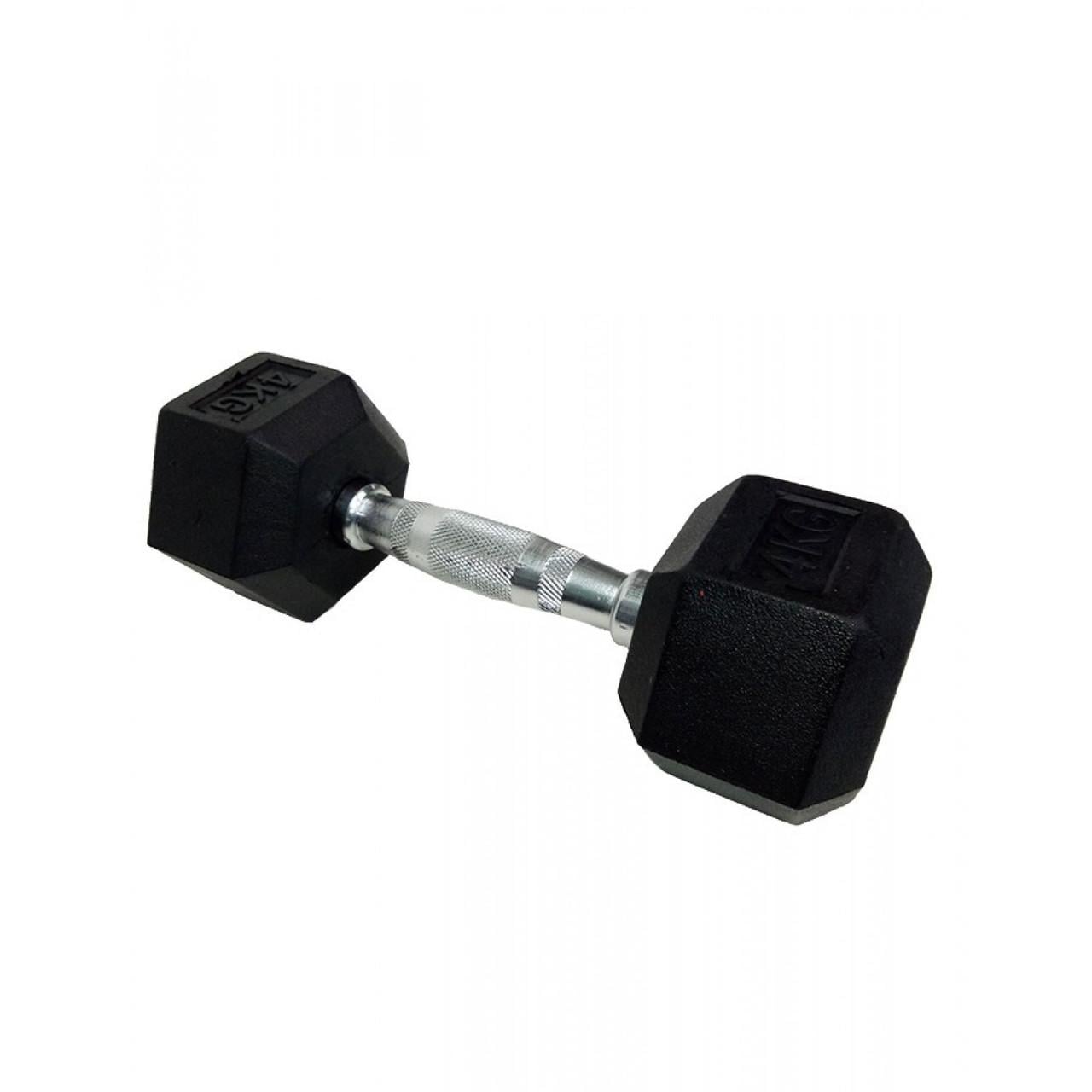 Гантель шестигранный сплошной HouseFit DD 6442-4 порезиненный с хромированной ручкой 4 кг (2021103145)