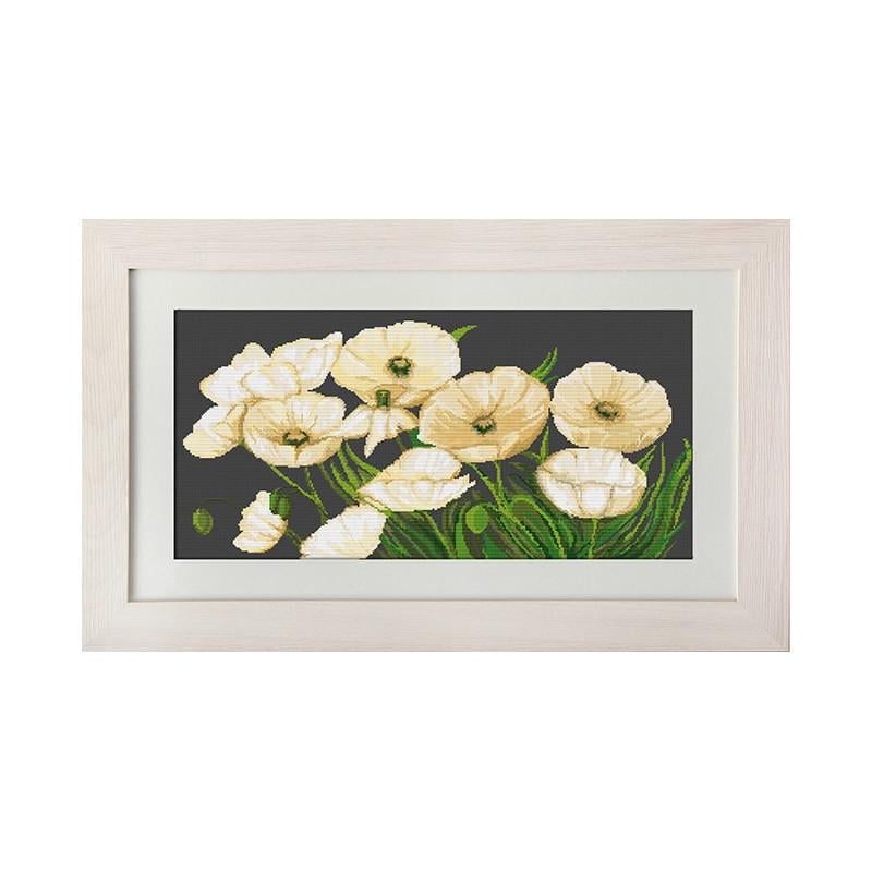 Набір для вишивки хрестиком Luca-S B274 Білі маки на чорному (10195)