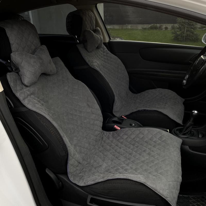 Накидки на сиденье автомобиля с подголовником эко-замша 2 шт. Серый (411) - фото 3 Накидки на сиденье автомобиля с подголовником эко-замша 2 шт. Серый (411) - фото 3
