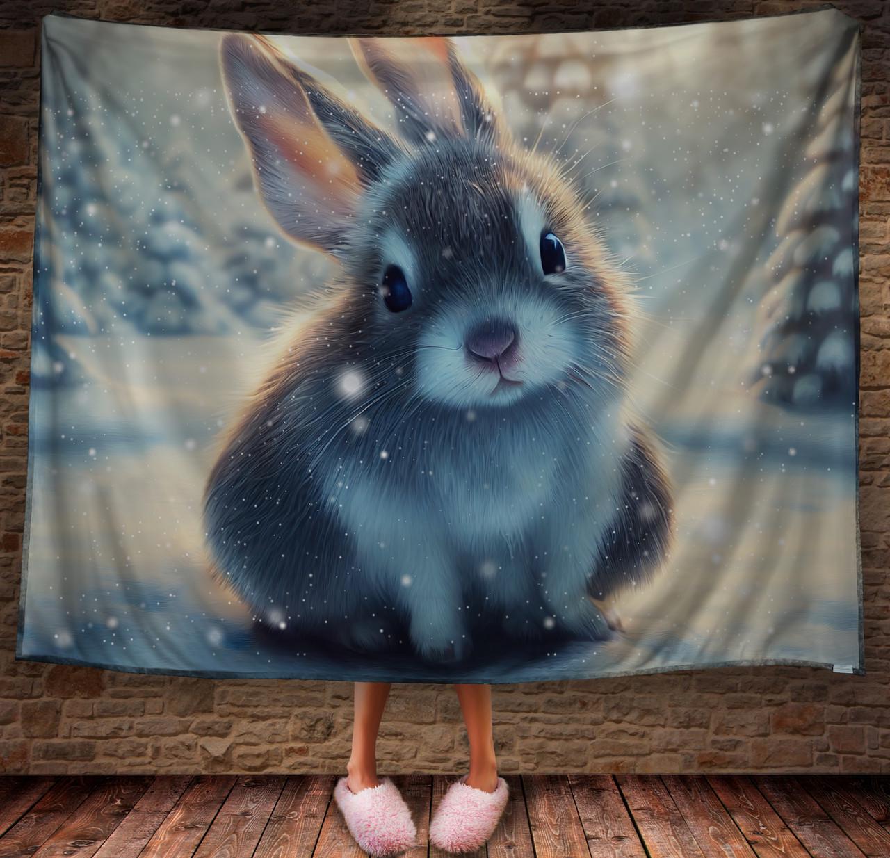 Плед с 3D принтом 03 Кролик в зимнем сказочном лесу 150х200 см (epi_1815)