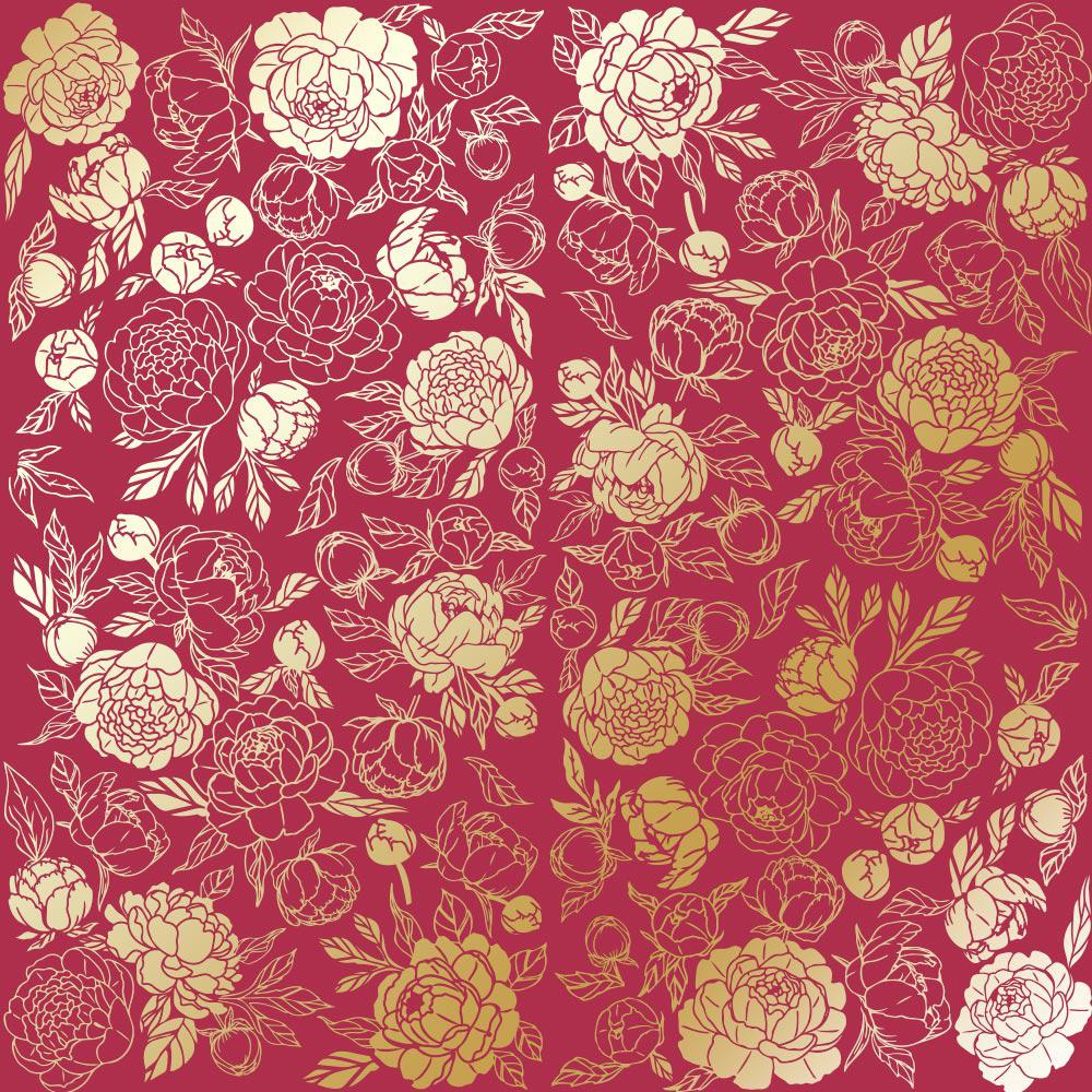 Лист бумаги односторонний Golden Peony Passion с фольгированием 30,5х30,5 см Blackberry
