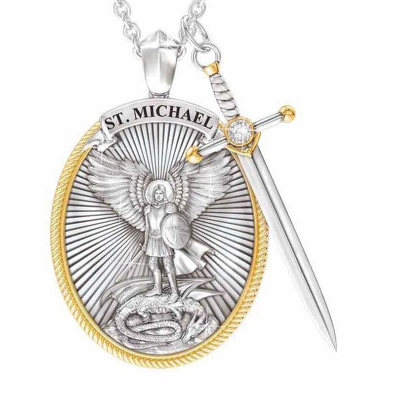Підвіска Fashion Jewelry Щит і меч Архангела Михаїла 35х25 мм Срібло/Золото
