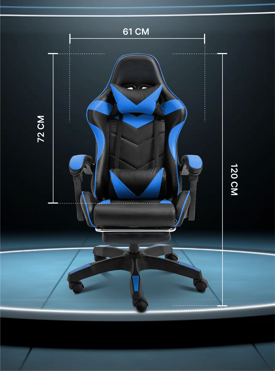 Крісло комп'ютерне для офісу та дому 4Points DL з підставкою для ніг з подушками Чорний/Синій (40283) - фото 9 Крісло комп'ютерне для офісу та дому 4Points DL з підставкою для ніг з подушками Чорний/Синій (40283) - фото 9