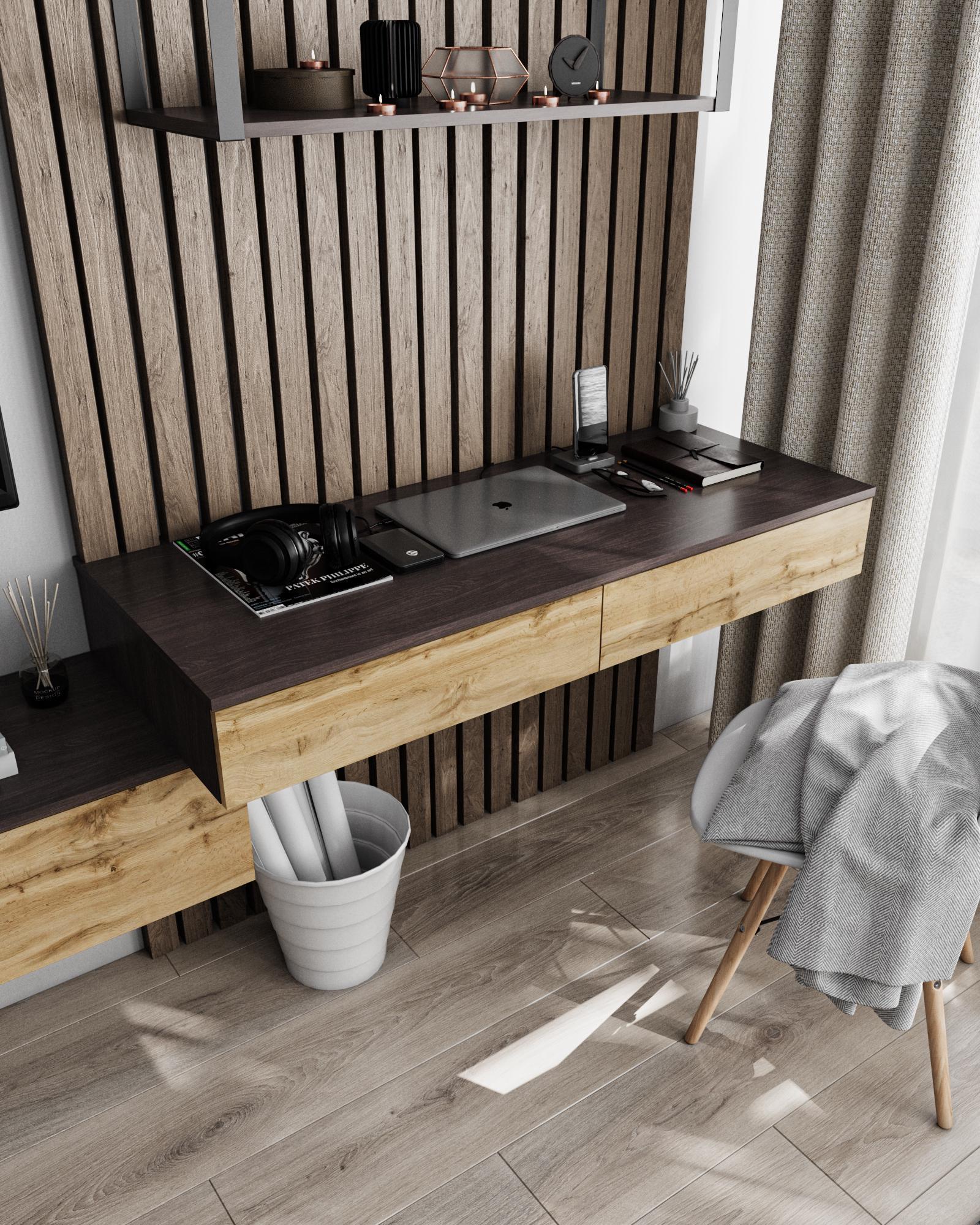 Письмовий стіл підвісний Moreli FТ-222 1200х160х500 мм Венге темний/Аппалачі