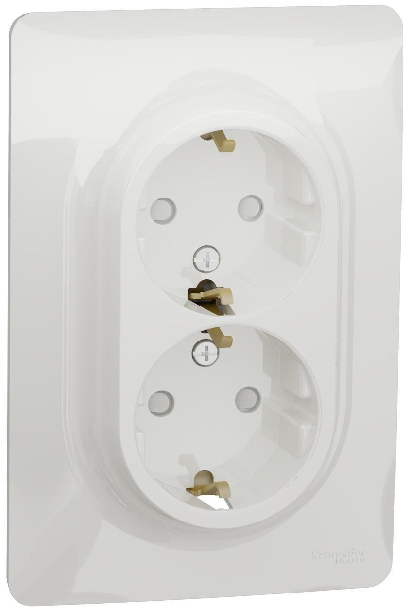 Розетка с клеммами и шторками двойная Schneider Electric Unica New Белый (NU206718)
