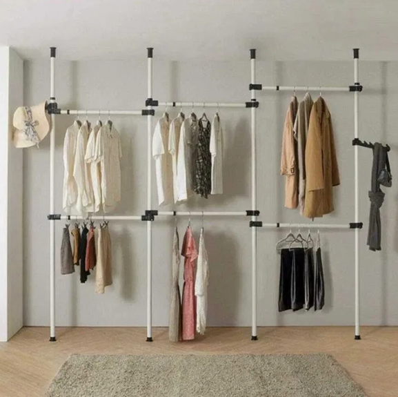 Вешалка телескопическая для одежды с регулировкой высоты и ширины 230–330×246-300 см (2864574667)