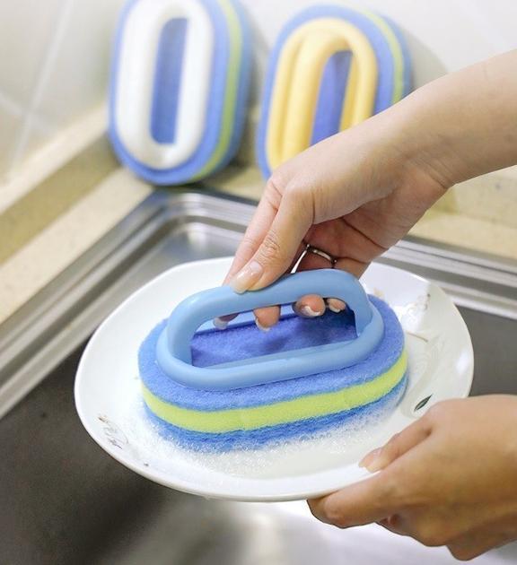 Щітка-губка з ручкою господарська 1 шт. Синій із жовтим (2362703786) - фото 3 Щітка-губка з ручкою господарська 1 шт. Синій із жовтим (2362703786) - фото 3