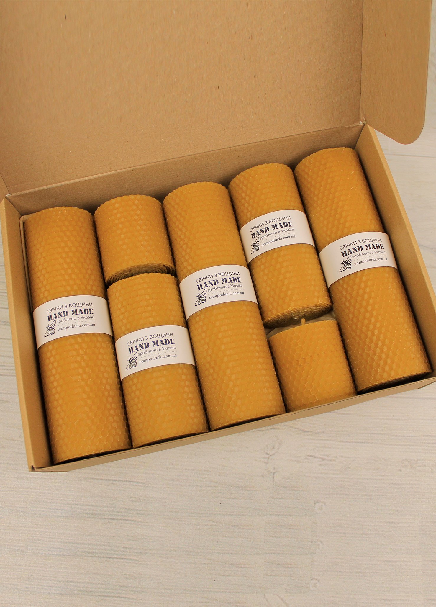 Подарунковий набір крафтові свічки з вощини №34/2 (10-0297)