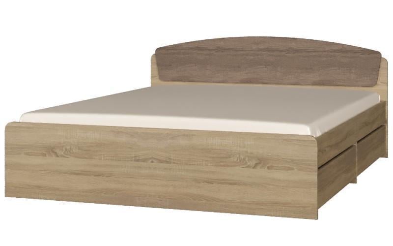 Кровать Эверест Астория 2 ящика сплошной щит 160x200 см Дуб сонома/Трюфель (ЕВ20003) - фото 7