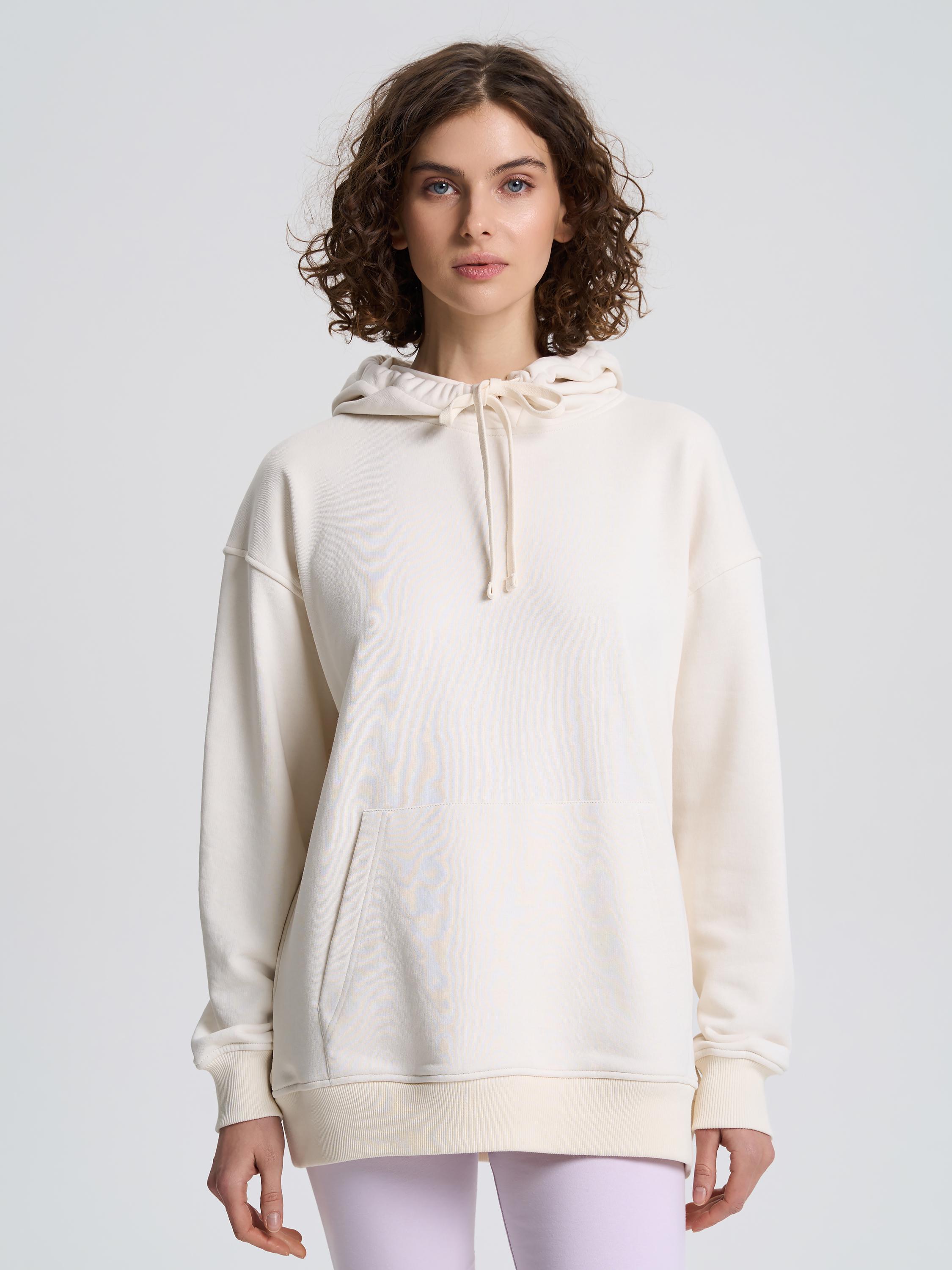 Худи женское однотонное ROZA 231110 S Светло-бежевый (4824005717871)