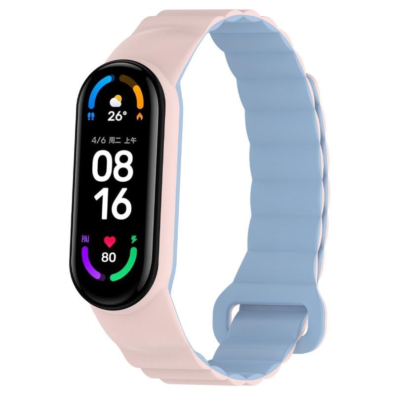 Ремешок Dual-color Magnetic для Xiaomi Mi Band 7/6/5/4/3 Light Pink/Lilac Blue
