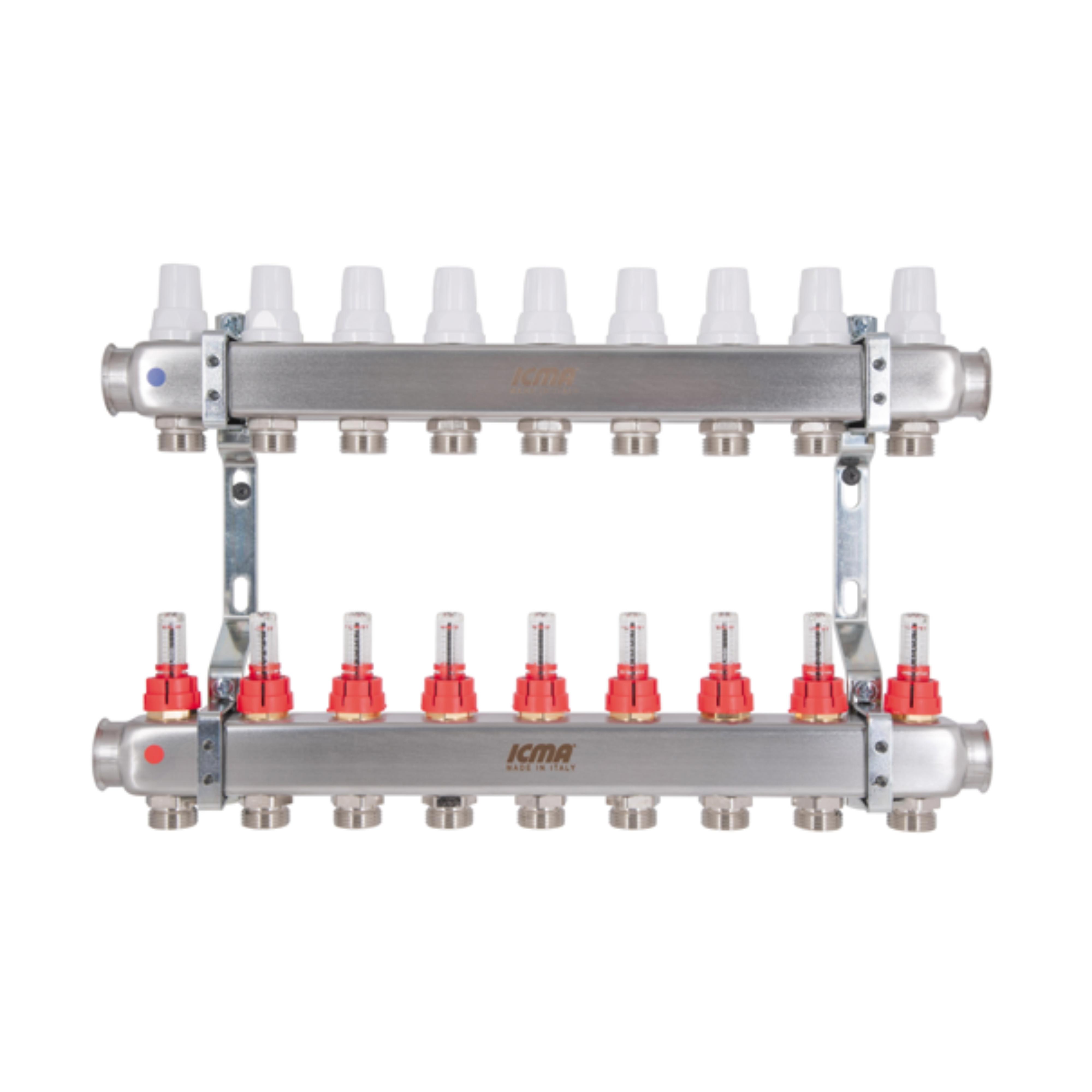 Коллектор ICMA № К073 с расходомерами н/ж сталь на 9 выходов 1" (32551292)