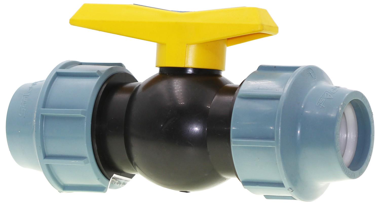 Кран шаровой SantehPlast d 50 мм проходной для полиэтиленовых труб (00017805)