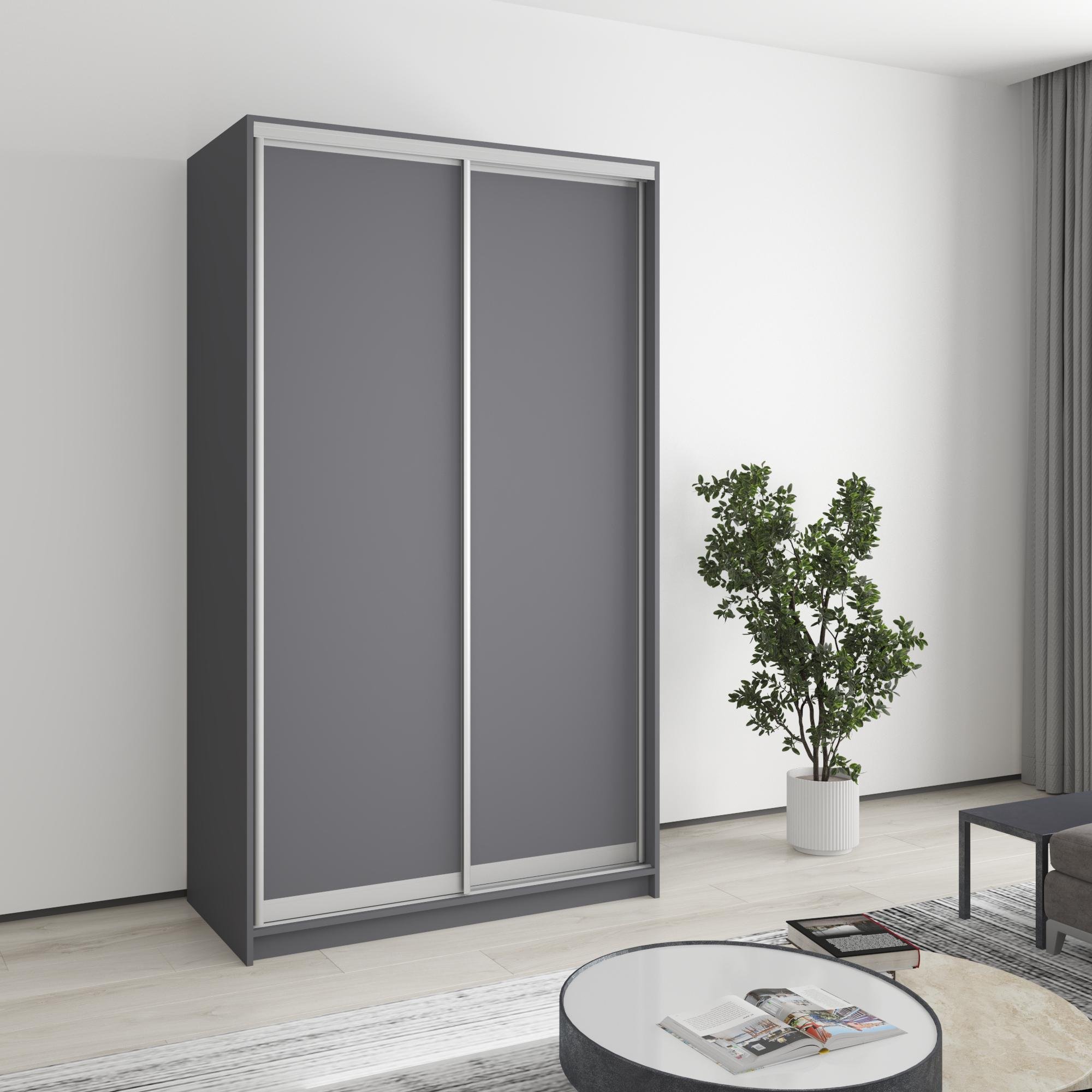 Шкаф-купе двухдверный MebelStar Уни AL 2 ДСП 120x60x210 см Антрацит (MBS-2576)