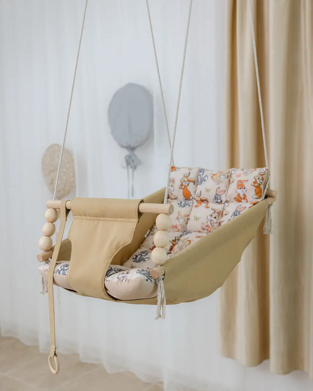 Гойдалка підвісна люлька Funny rabbits для дітей від 6 місяців 105х53 см навантаженням до 40 кг