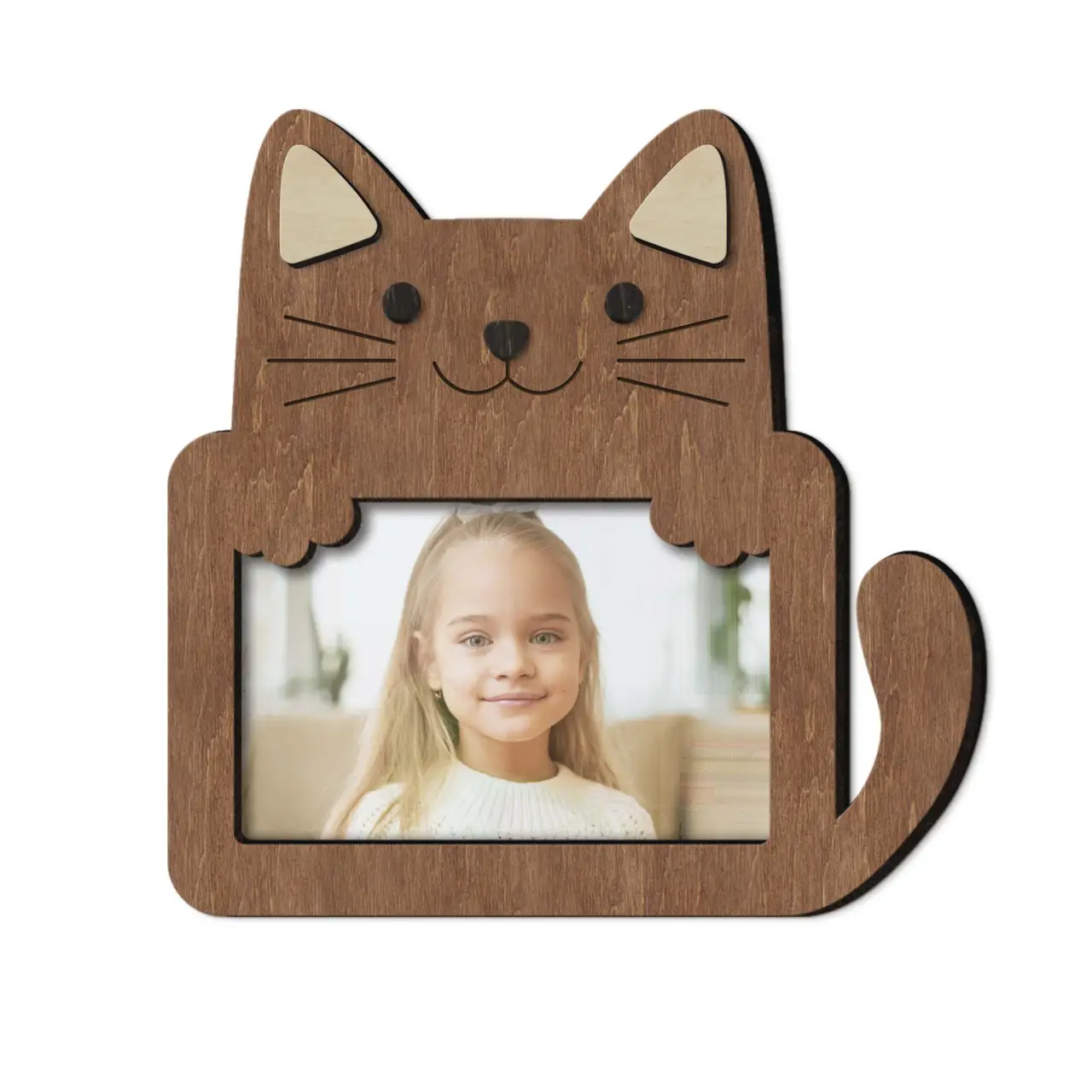 Фоторамка персоналізована з кішкою горизонтальна на 1 фото Коричневий (cat_4x6_horizontal) - фото 1 Фоторамка персоналізована з кішкою горизонтальна на 1 фото Коричневий (cat_4x6_horizontal) - фото 1