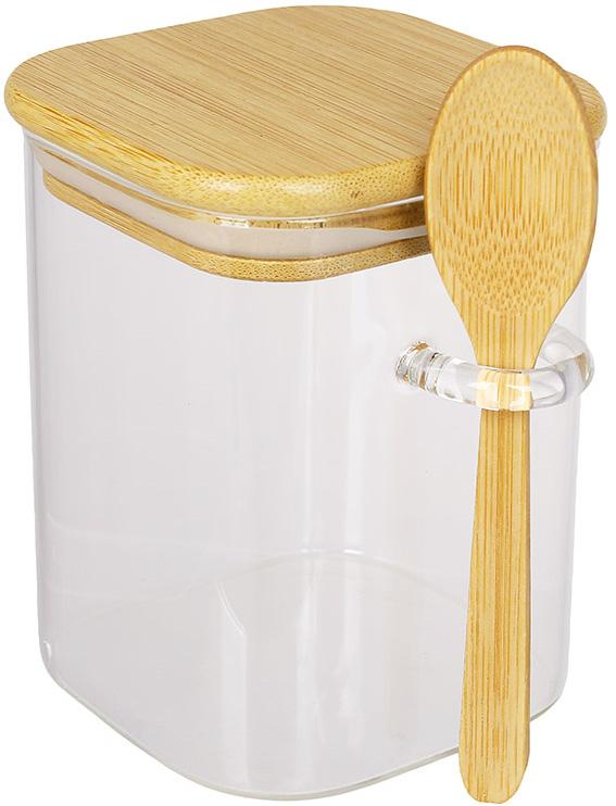 Банка кухонная Rauma стеклянная с деревянной крышкой и ложкой 450 мл