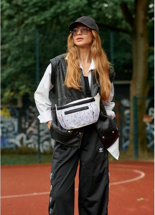 Поясная сумка женская Sambag из экокожи с цветочным принтом Белый (807038617)