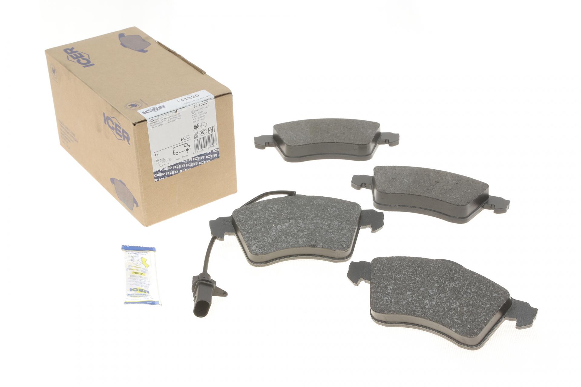 Колодки тормозные передние ICER 141320 VW T4 90-03 R15 и датчик
