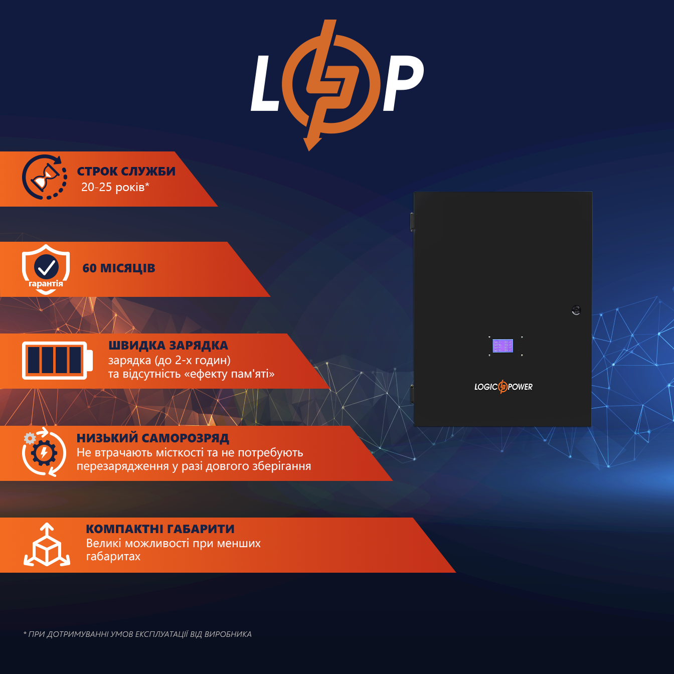 Акумулятор літій залізо фосфатний LP LiFePO4 48 V 51,2 V 202 Ah 10342 Wh BMS 200A LP Bank Energy W200 (17113) - фото 2 Акумулятор літій залізо фосфатний LP LiFePO4 48 V 51,2 V 202 Ah 10342 Wh BMS 200A LP Bank Energy W200 (17113) - фото 2