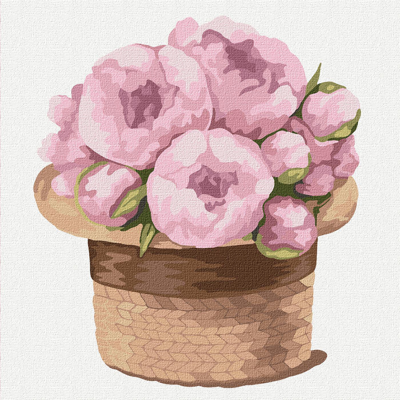 Картина за номерами Ідейка Чарівний букет півонії 30x30 см (Id-KHO2350)