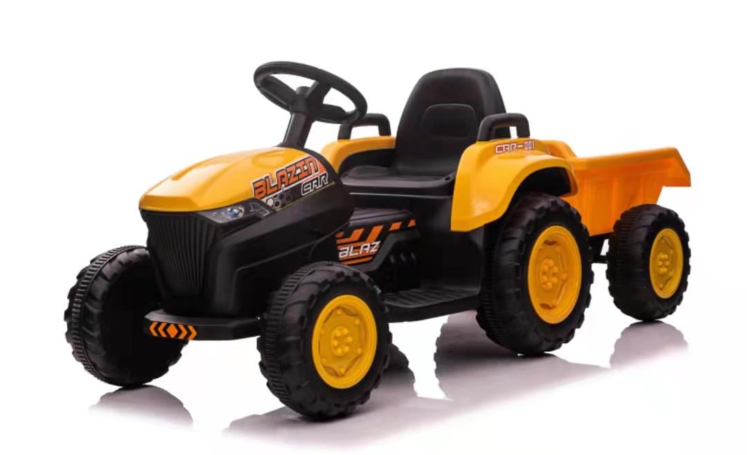 Дитячий трактор з причіпом Lolly Kids LK X100 з пультом керування і м'яким сидінням Жовтий (9609)