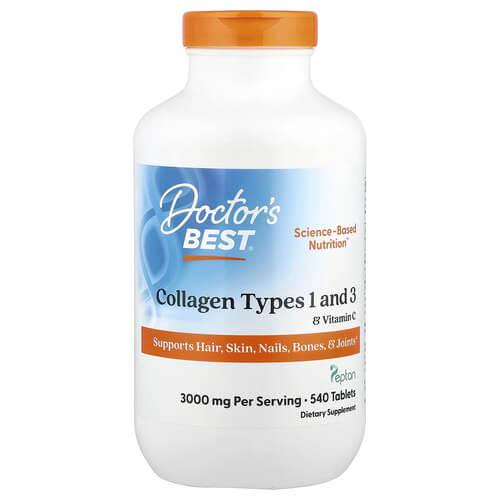 Коллаген Doctor's Best Collagen Types 1 and 3 with Vitamin C 1,000 мг 540 Tablets (DRB-00358)