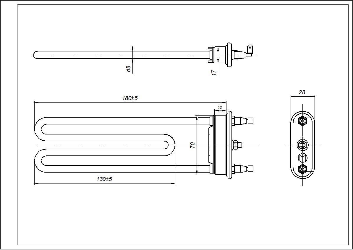 ТЭН стиральной машины Samsung DC47-00006B TPD 180-SG-1900 Kawai 180 мм 1900W (00000000271) - фото 2