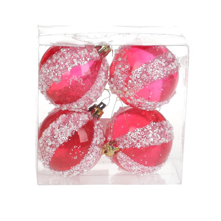 Шар новогодний BonaDi D-6 см 4 шт. Красный (105-150)