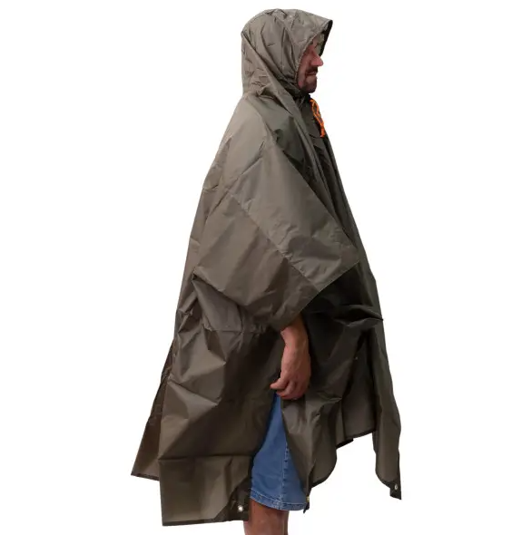 Дождевик-пончо защитный с капюшоном Хаки (LU-029GR) - фото 3