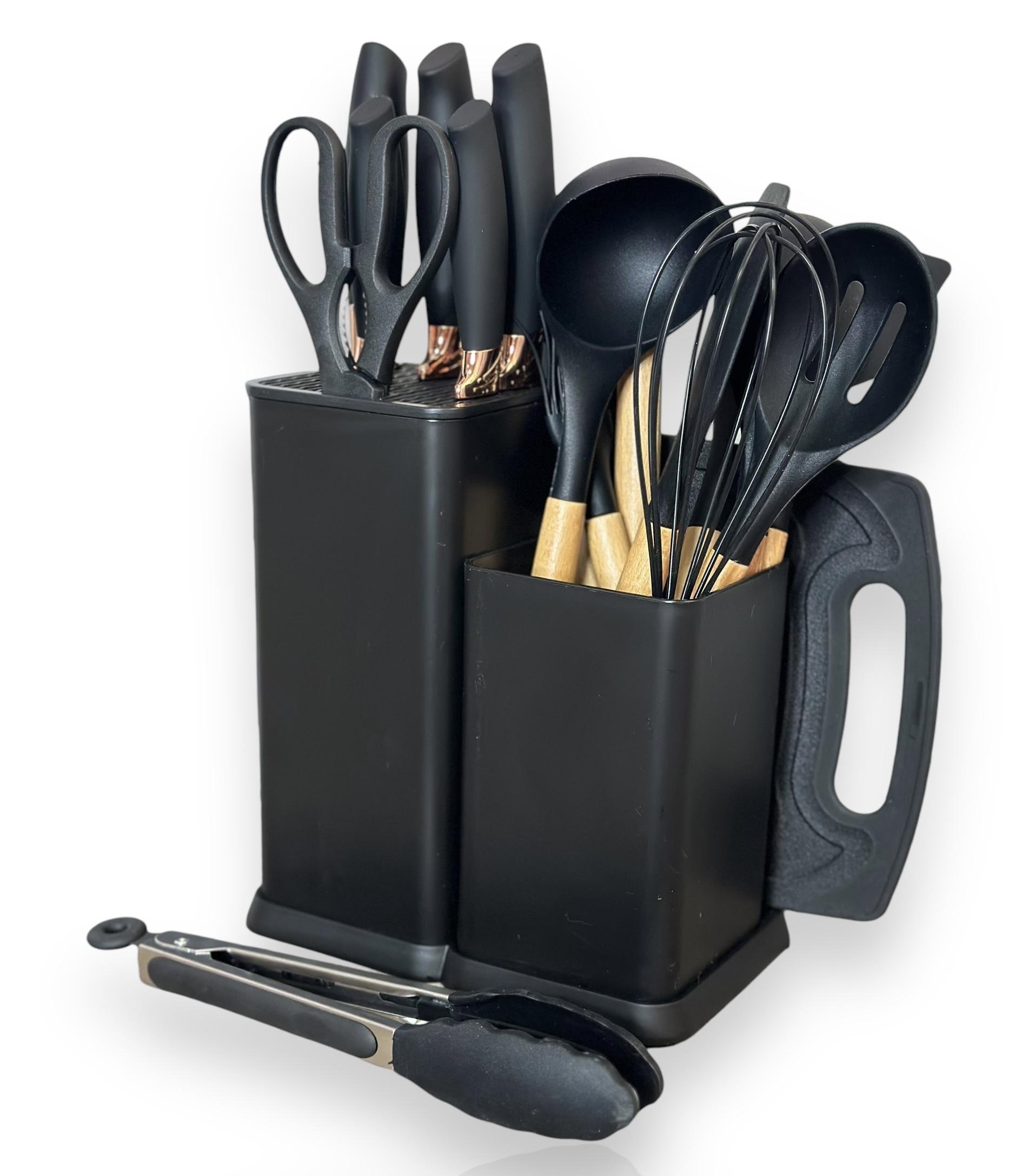 Набір кухонного приладдя Kitchenware Set на підставці20 пр. Чорний