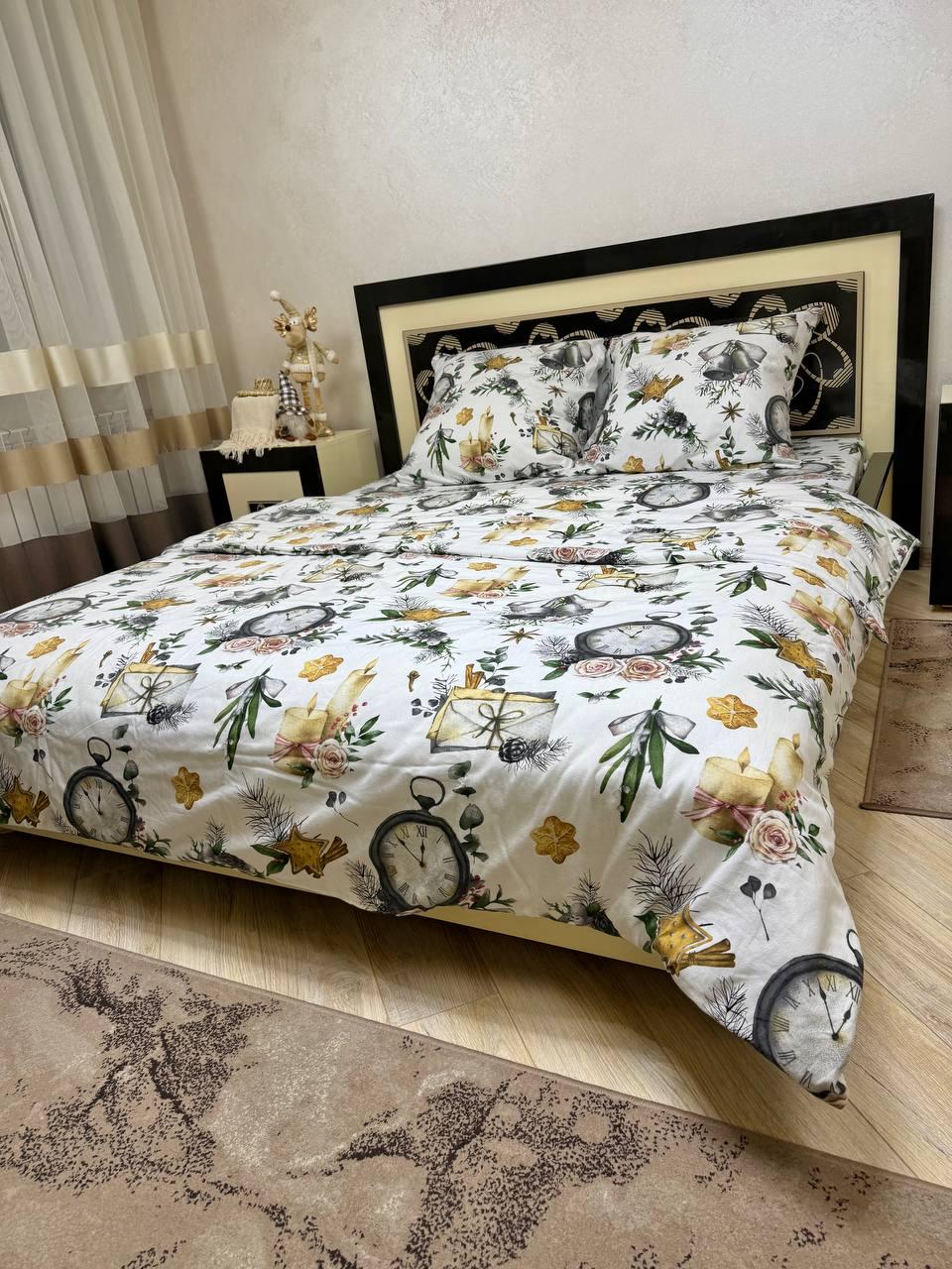 Комплект постельного белья евро Пакистанская байка 200×220 см Белый (арт. 4704 евро)