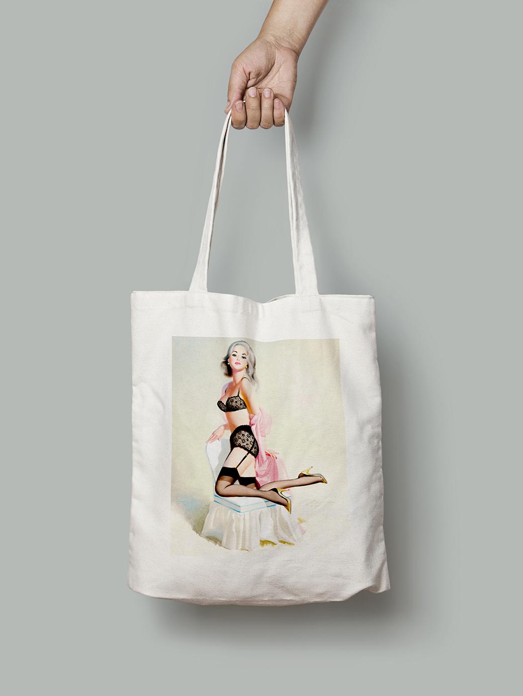 Эко-сумка Очаровательная платиновая блондинка в стиле пин-ап 1994 г. Дональд Раст шопер (pin_up1740009_Bag)