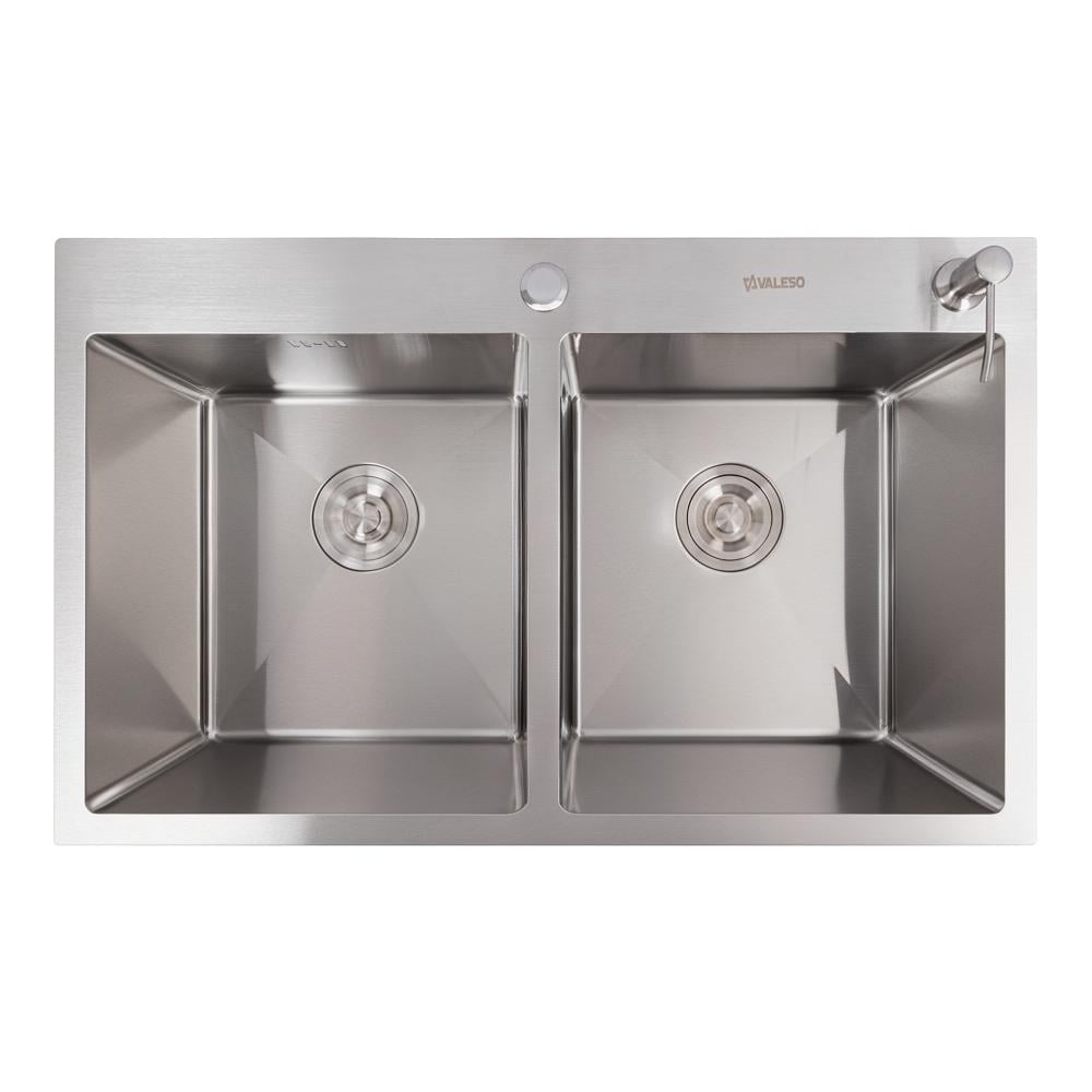 Мойка кухонная нержавеющая сталь Valeso Handmade на две чаши 3,0/0,8 78х48 см