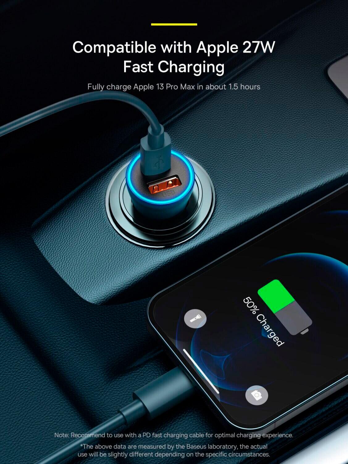 Автомобильное зарядное устройство Baseus Golden Contactor Max Dual Fast Charger Car Charger U+U 60W Dark Gray (CGJM000013) - фото 6 Автомобильное зарядное устройство Baseus Golden Contactor Max Dual Fast Charger Car Charger U+U 60W Dark Gray (CGJM000013) - фото 6