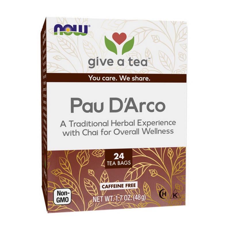 Чай Пау д'Арко з корою мурашиного дерева і спеціями без кофеїну NOW Pau D'Arco 24 чайні пакетики