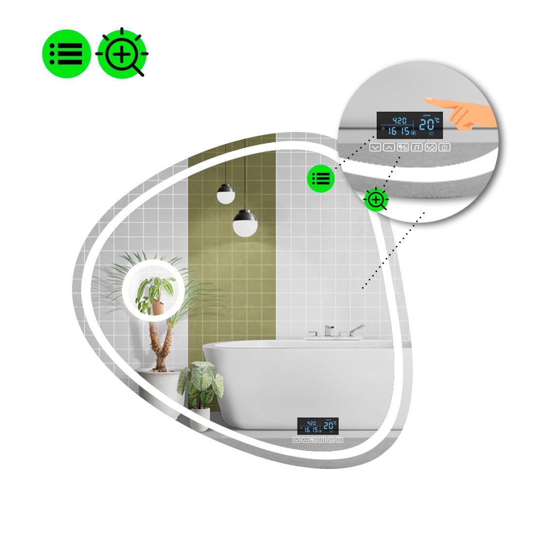 Зеркало с LED подсветкой Nuvola 1 с Smart-блоком 100x100 см (8995064)