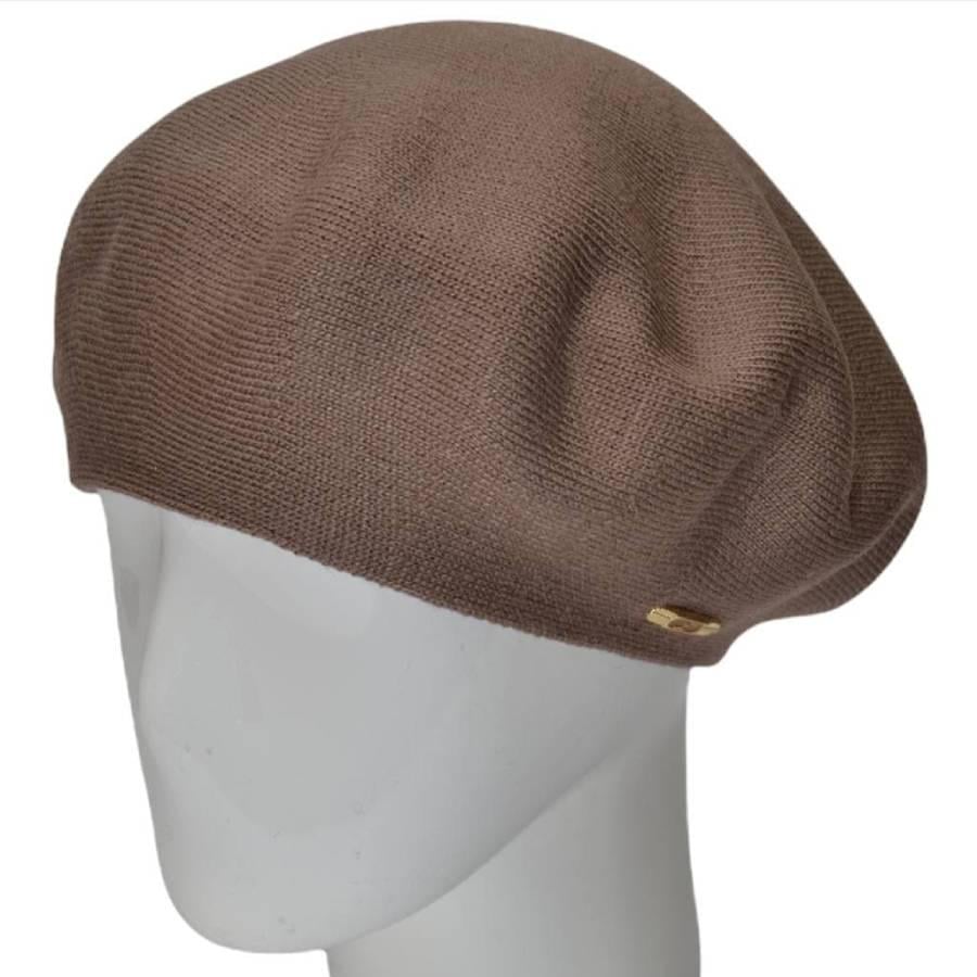 Берет женский Lirus Шанель из шерсти двойной тонкой вязки Темно-пудровый