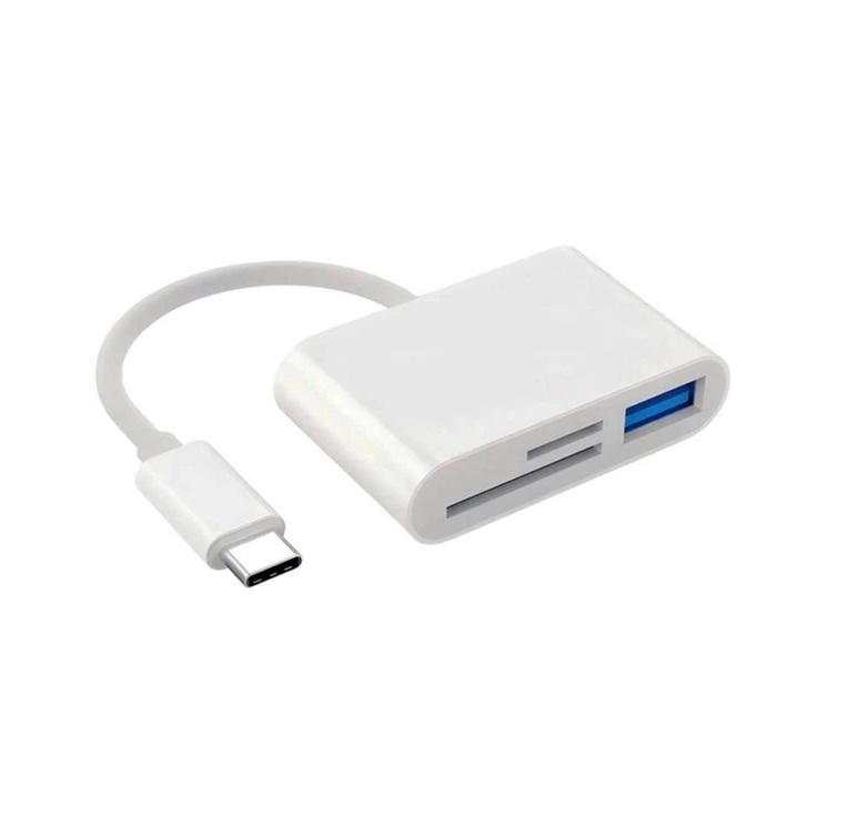 Картрідер перехідник Type-C to SD/microSD/USB 3в1 White (500410) Картрідер перехідник Type-C to SD/microSD/USB 3в1 White (500410)