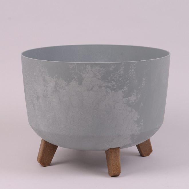 Горшок пластиковый Flora Gracia Beton Effect на ножках 29 см Бетон (93446)