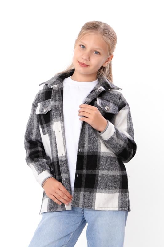 Сорочка байкова підліткова в клітинку Носи Своє з кишенями 152 см Чорний (6417-114)