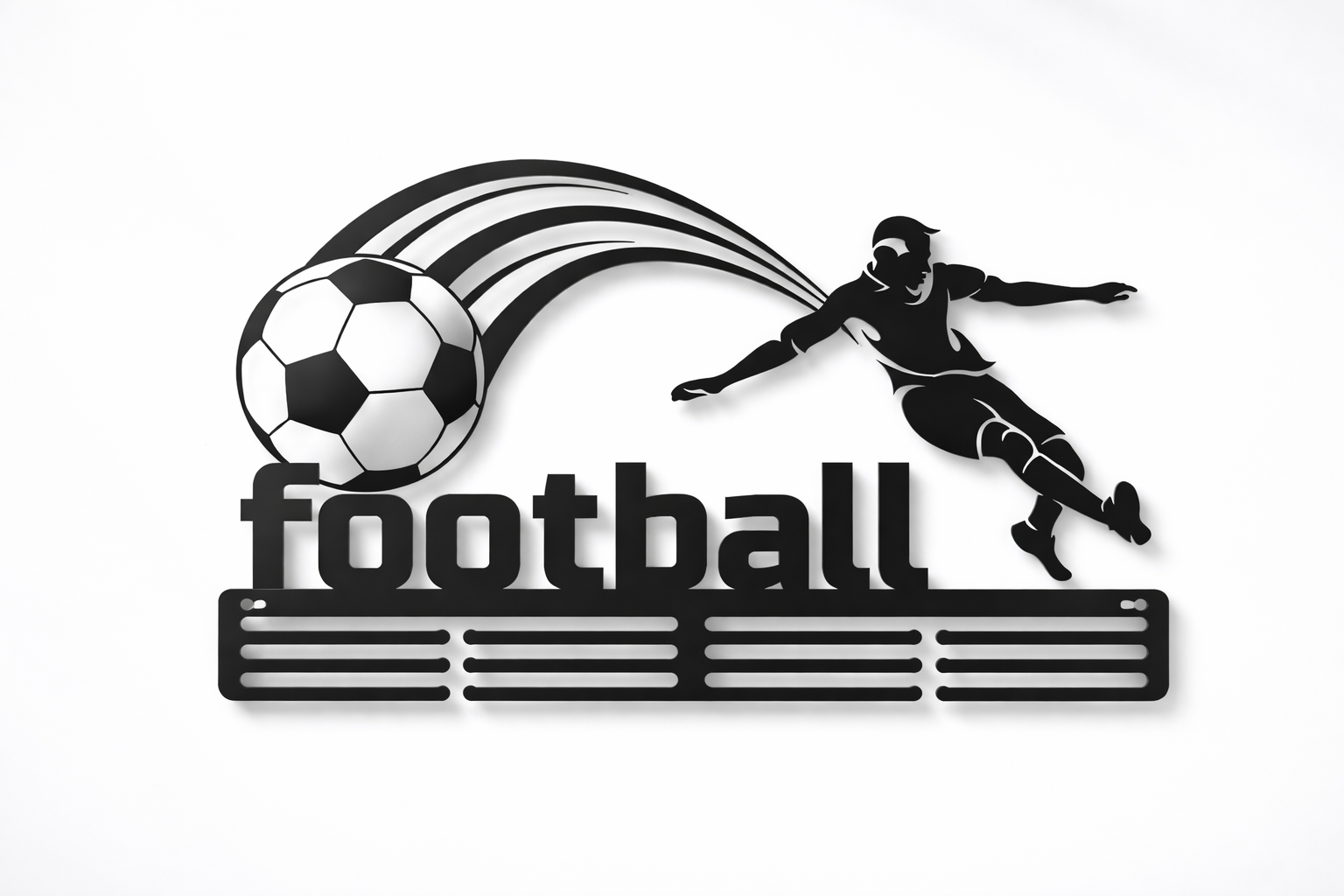 Медальница-вешалка стальная E-Trophy Football Черный