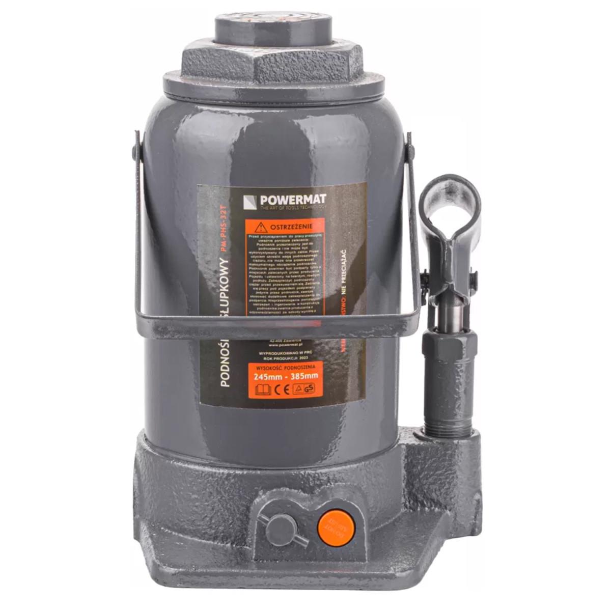 Домкрат гидравлический бутылочный Powermat PM-PHS-32T 2415717447 32 т 245-385 мм