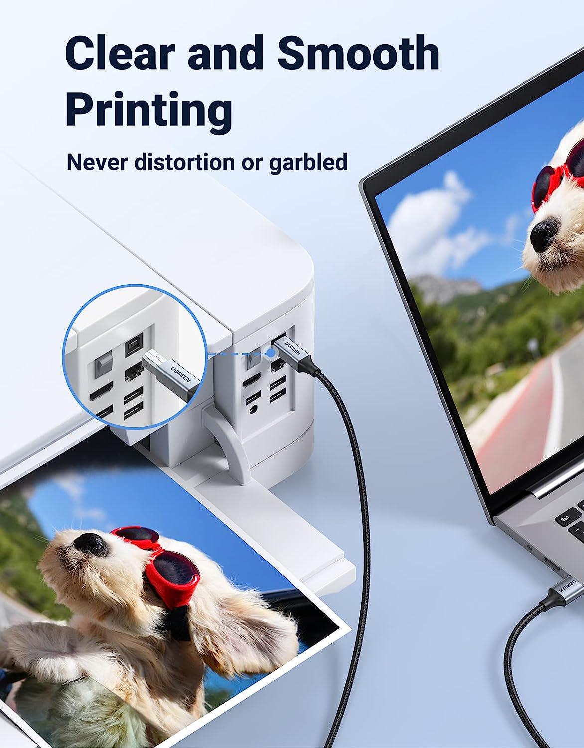 Кабель для принтера UGREEN USB-USB Type-B 2.0 480 Мбіт/с 2A USB-A на USB-B нейлонове обплетення 2 м Чорний (80803) - фото 4