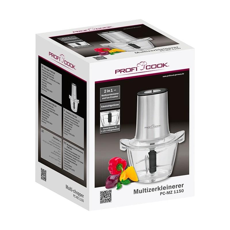 Подрібнювач електричний Profi Cook PC-MZ 1150 400 Вт чаша 1 л Сріблястий - фото 6