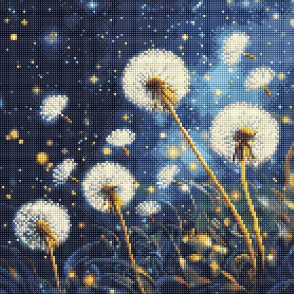 Алмазная мозаика Ideyka Одуванчики, летящие в вечернем небе 40x40 см (Id-AMO8207)