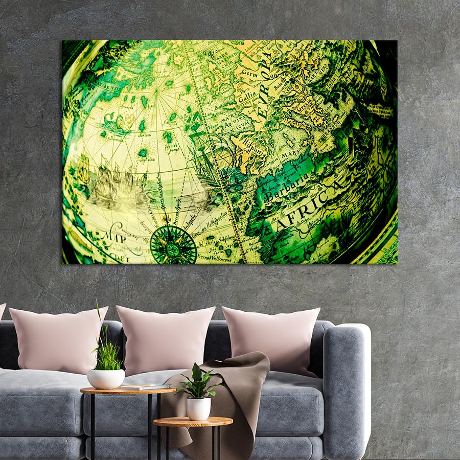 Картина карта Старинный глобус 51x34 см (A1326-1)