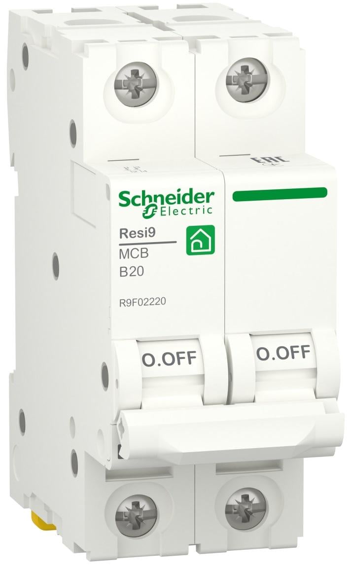 Автоматический выключатель Schneider Electric RESI9 2P 20A 6кА В (R9F02220)