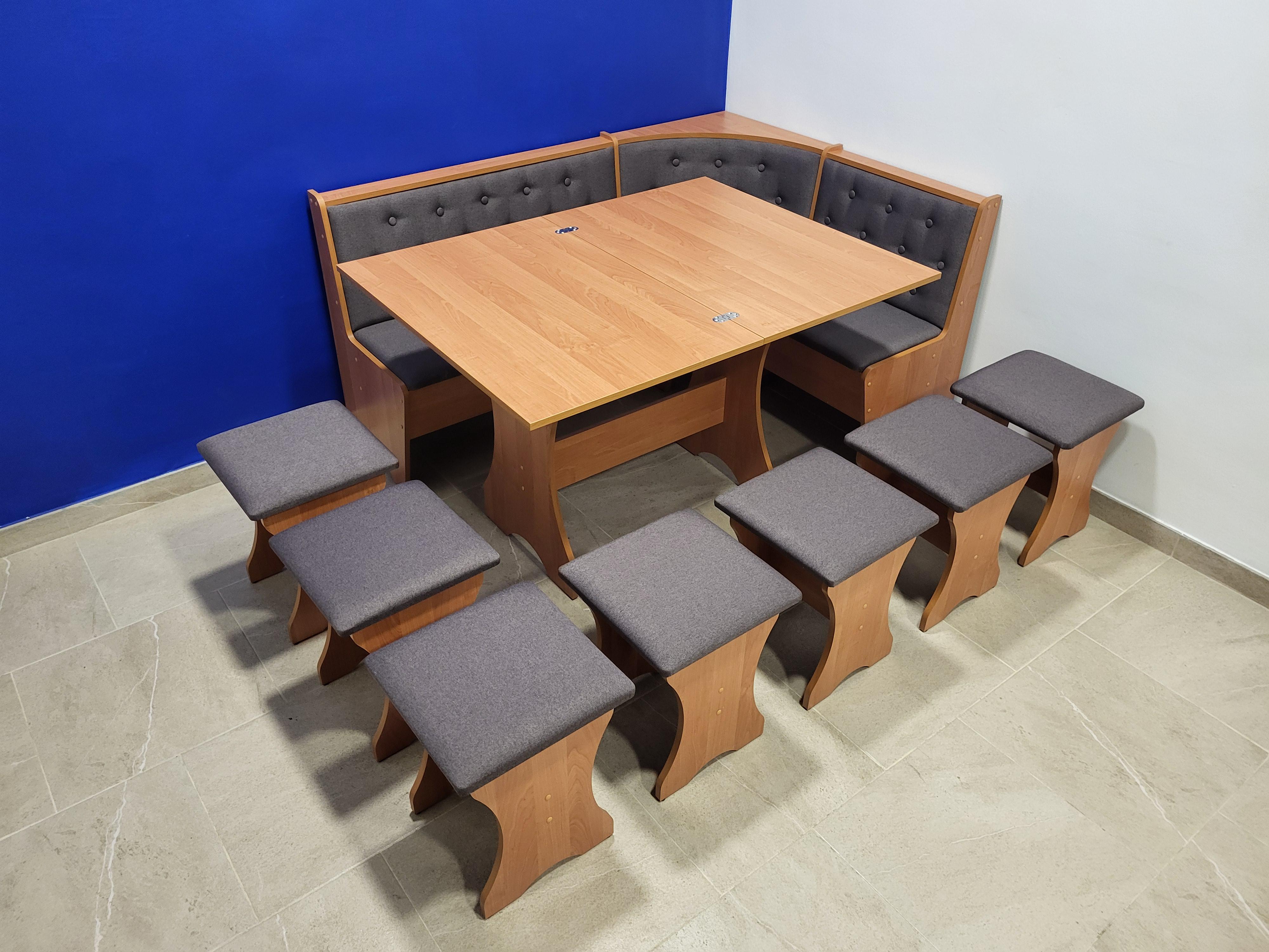 Кухонный уголок Семейный со столом и 7 табуретками 113,5х153,5 см Ольха/Бонус Нова (KS7T-V-BN)