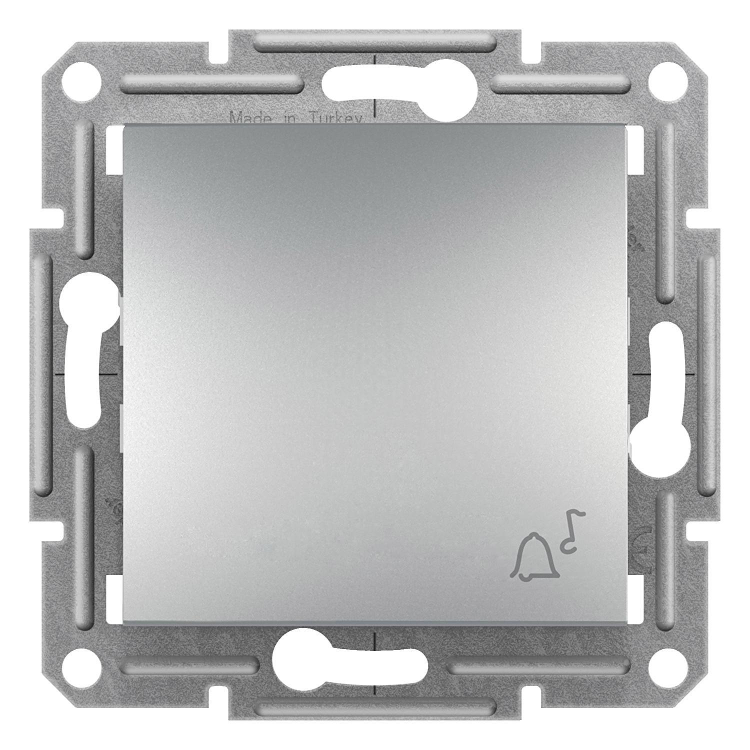 Вимикач кнопковий Schneider Electric Asfora з символом Дзвоник Алюміній (EPH0800161)